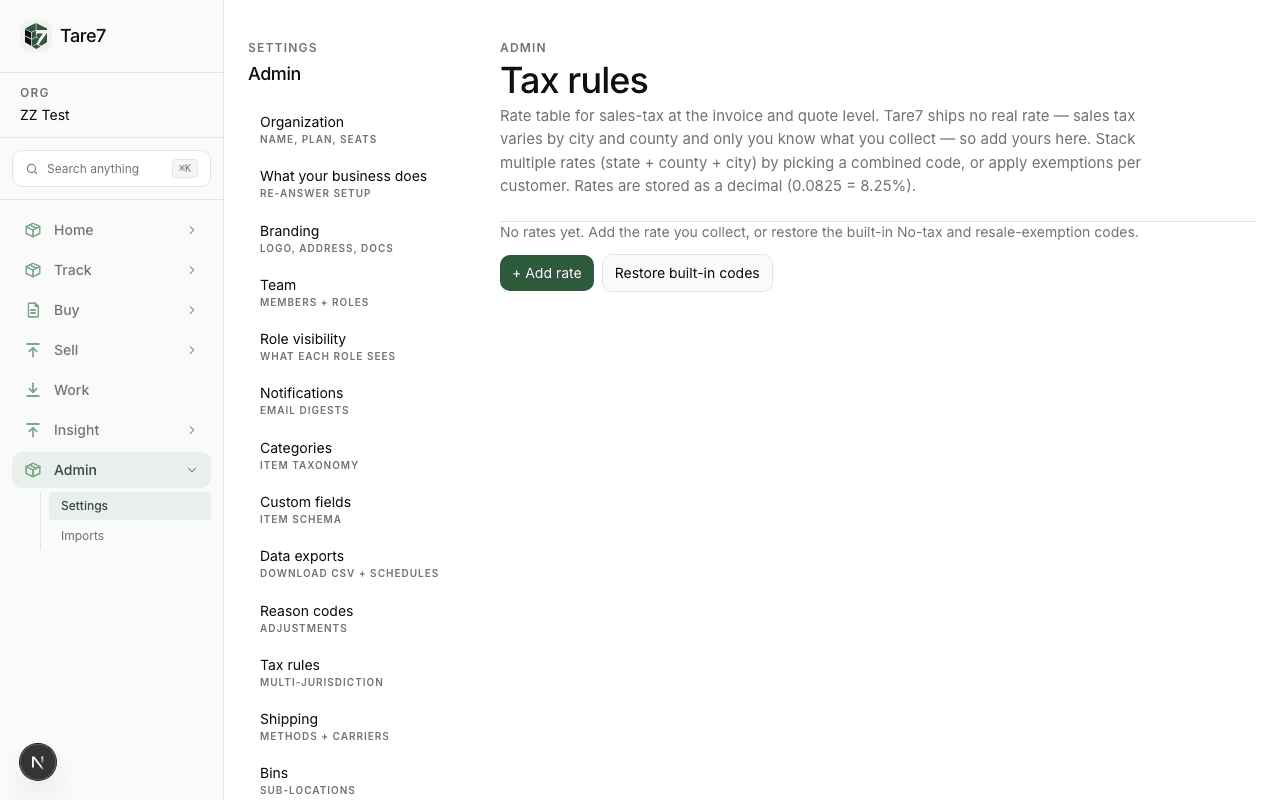 Add tax rule form