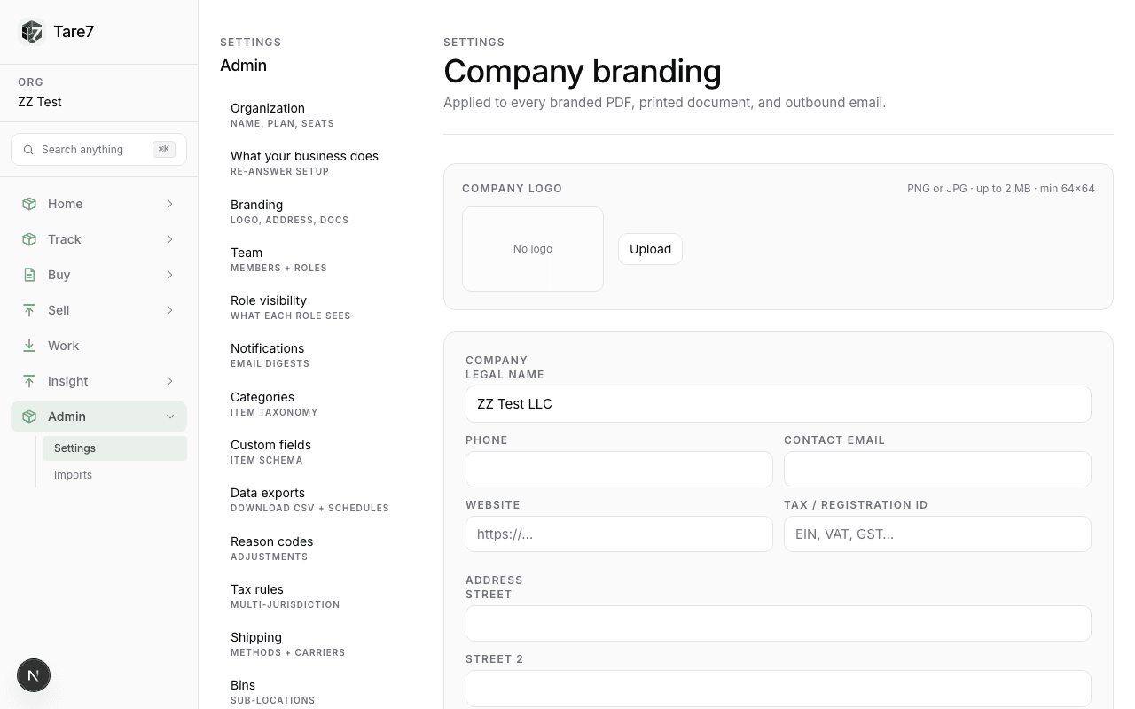 Branding settings