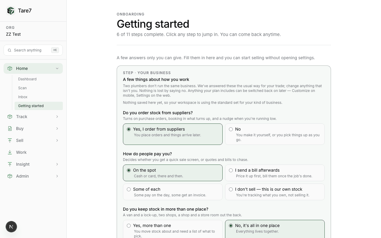 Getting started checklist