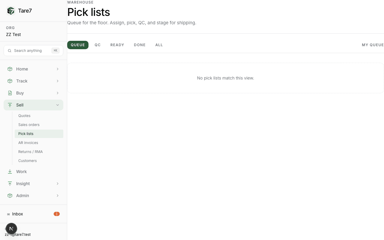 Pick list queue