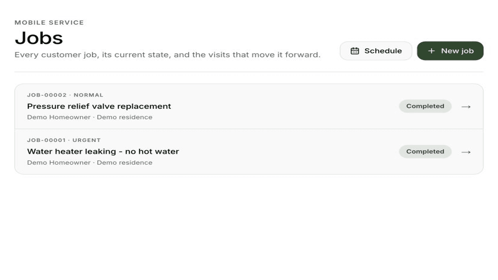 Move every customer job from intake to completion. Tare7 product screen